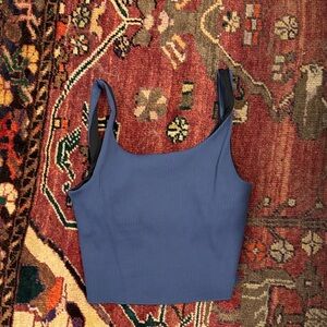 Carbon 38 Blue Ribbed Women's workout Top